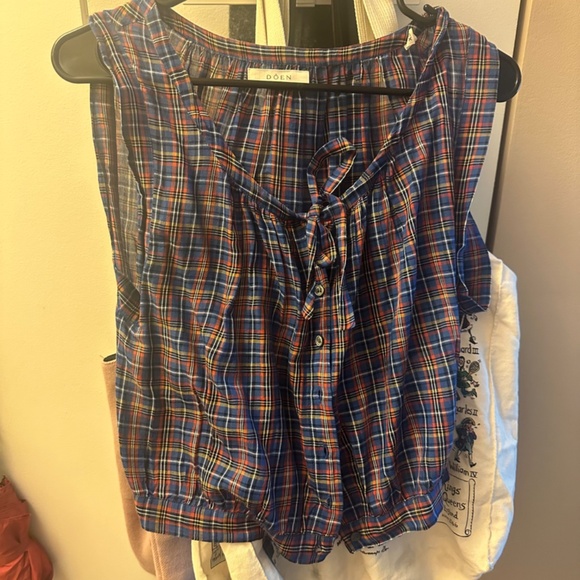 Doen Roselle Plaid Top XS - Picture 2 of 6